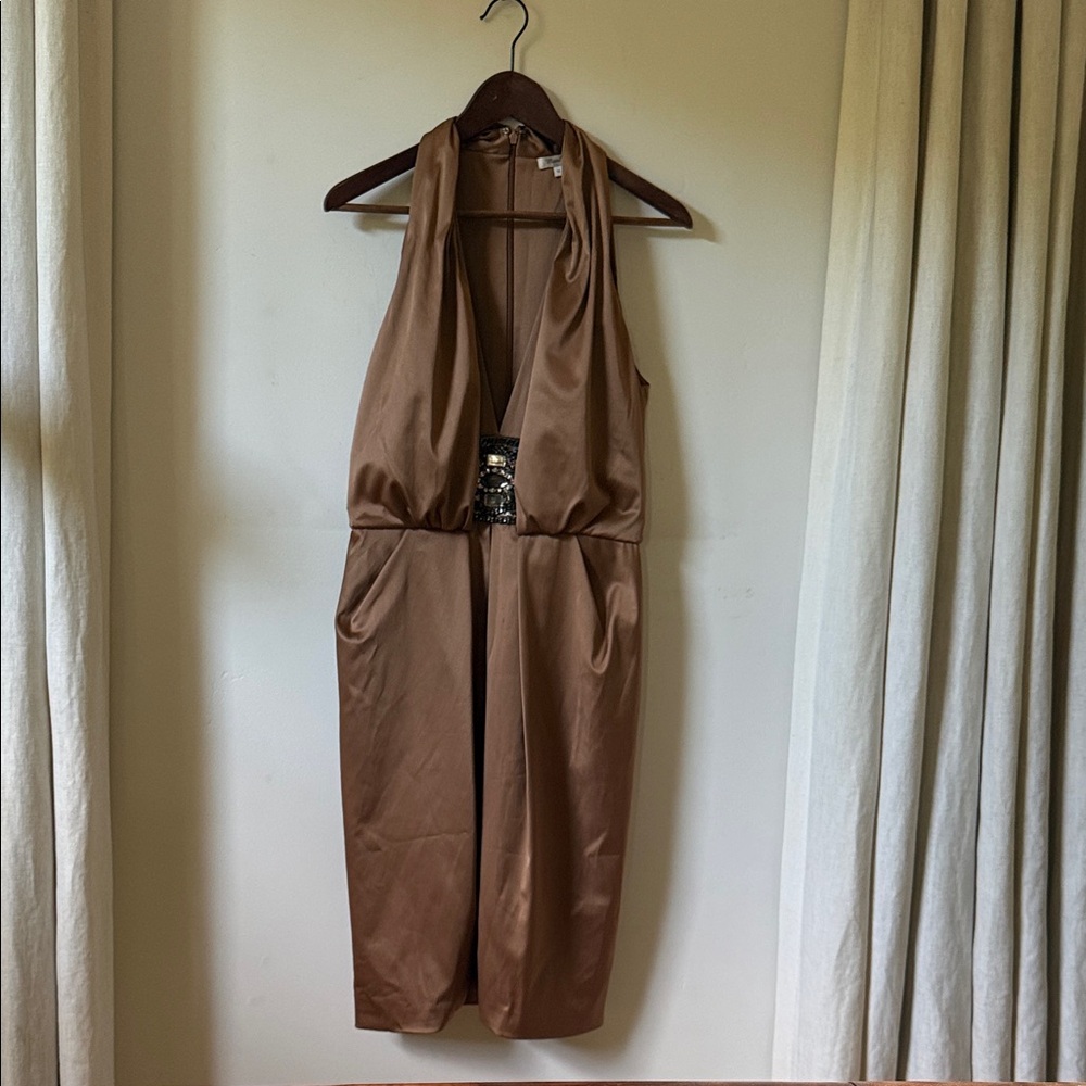 Chic Brown Sleeveless Midi Dress